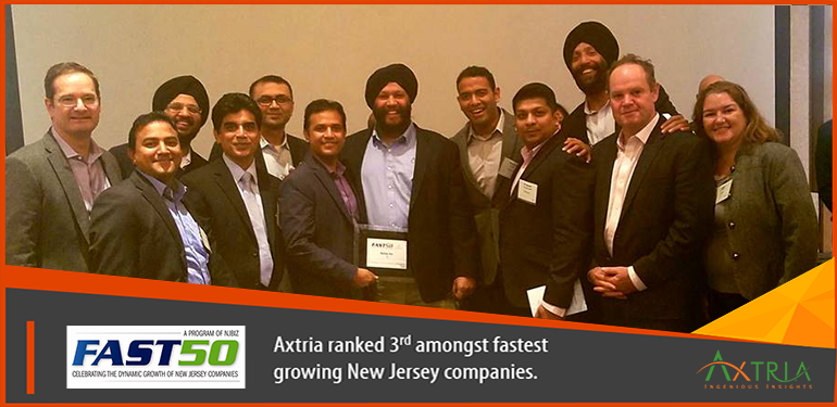 Axtria ranks 3rd on New Jersey's 50 Fastest Growing Companies (2016) by NJBIZ