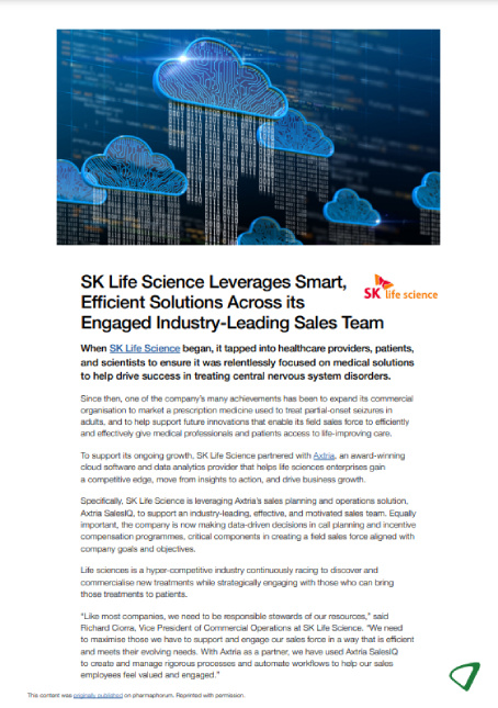 Axtria SalesIQTM Propels SK Life Science’s Industry-Leading Sales Team Performance Cover Image