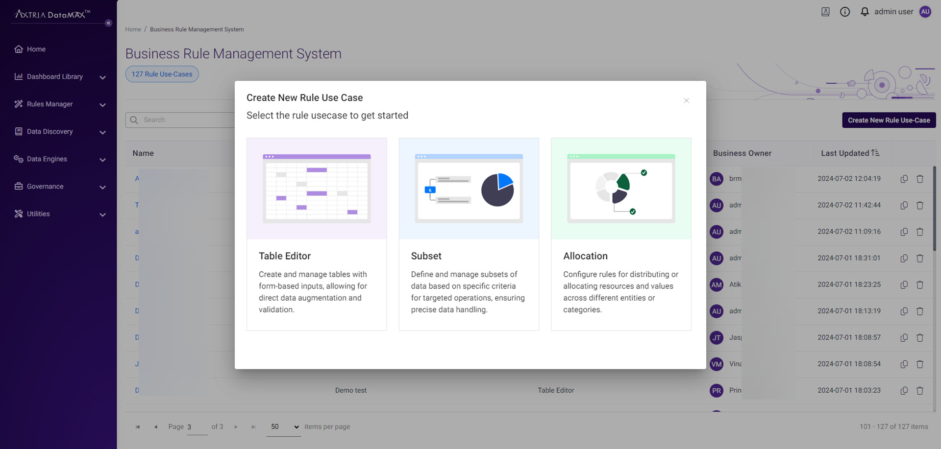 BRMS intuitive interface to create new rules